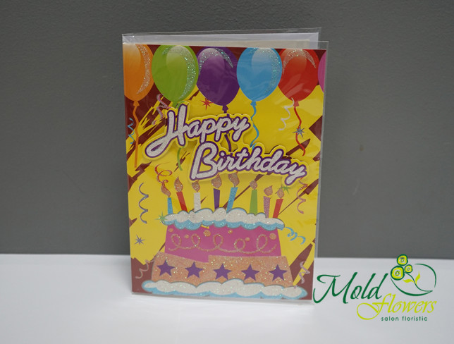 Birthday Card with Envelope, "Happy Birthday" Design, 16 photo
